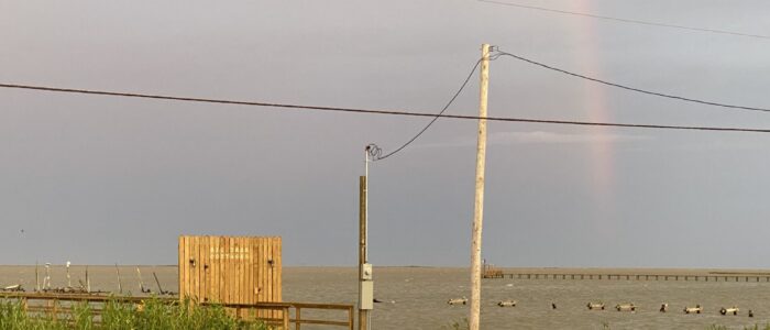 Big Tree Cottages Pier with Rainbow