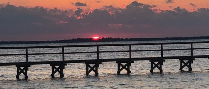 Sunset at Big Tree Cottages Pier