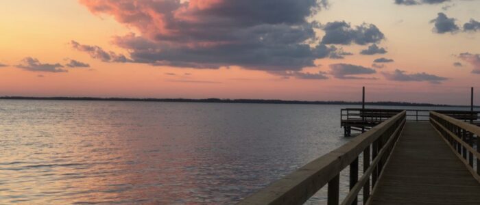 Sunset from Big Tree Cottages Fishing Pier