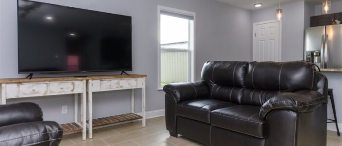 Mallard Living Room with window overlooking St Charles Bay